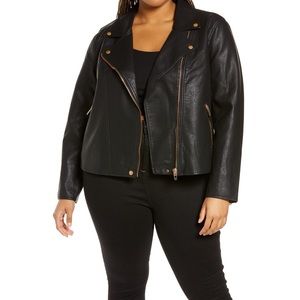 BLANKNYC Lifechanger Faux Leather Moto Jacket, Size 1X Black at Nordstrom